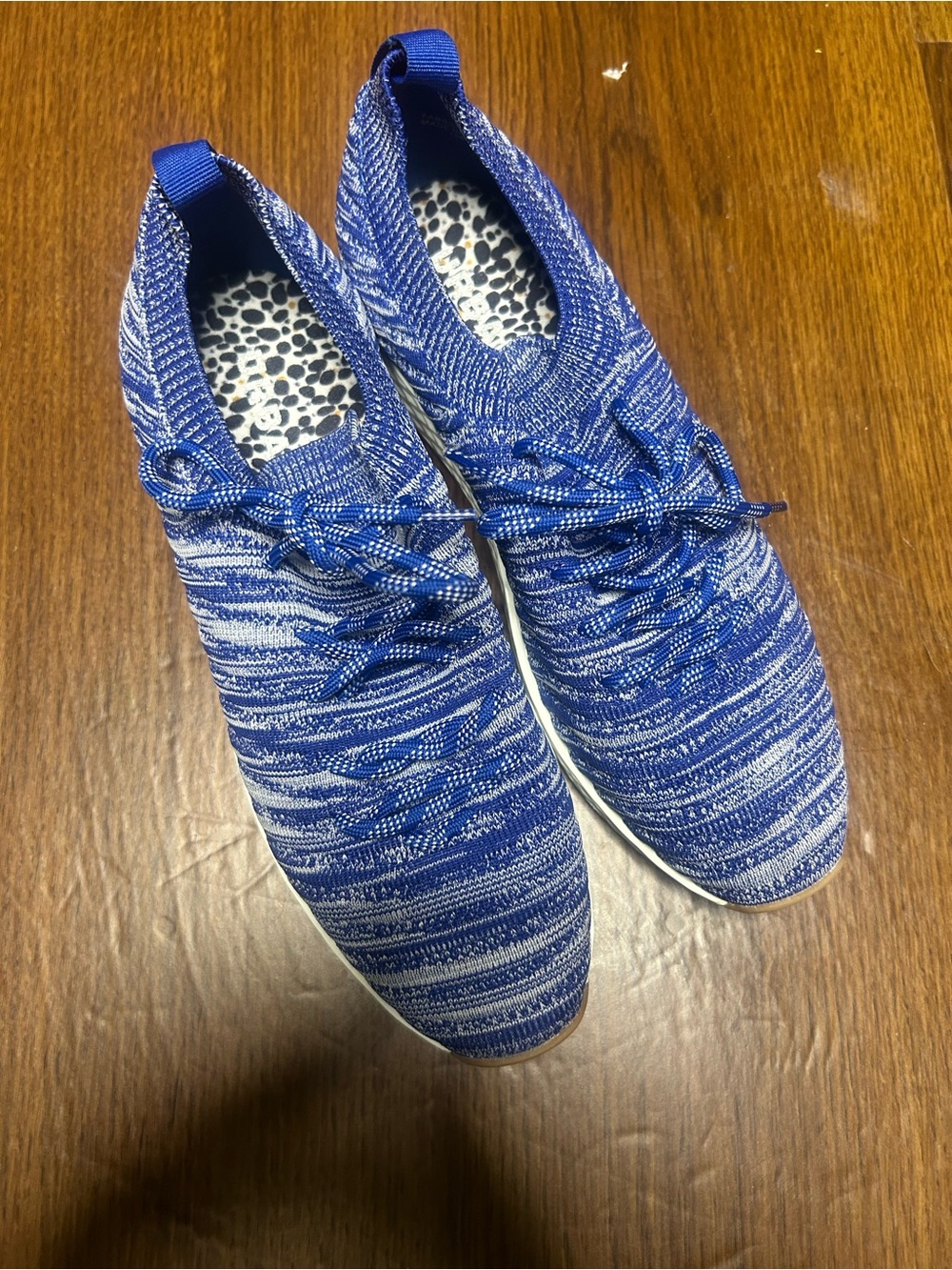 Women's Knit Lace-Up Sneakers in Blue